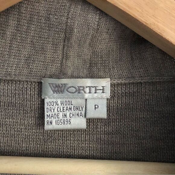 Worth 100% wool open front waterfall cardigan cross over tie waist size petite - Picture 2 of 7